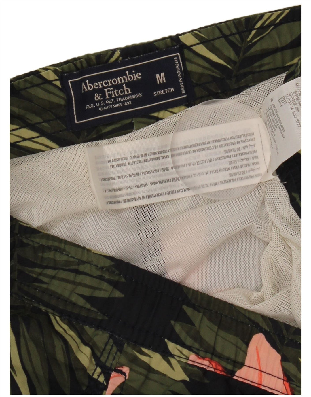 Pantaloncini da bagno da uomo Abercrombie & Fitch in poliestere floreale nero medio