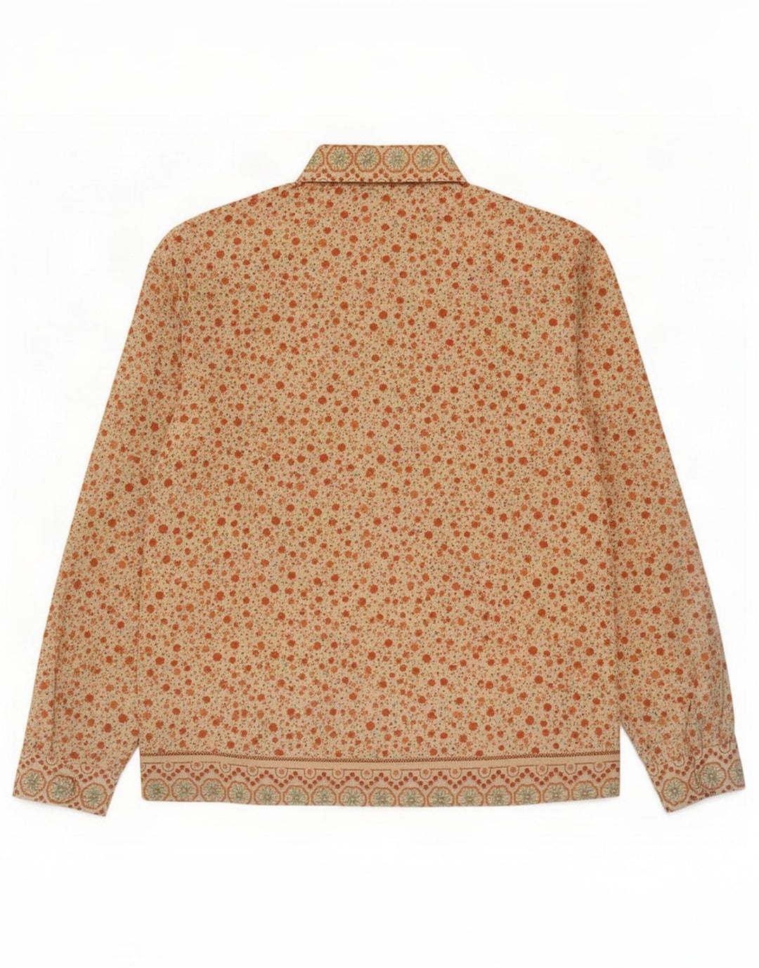 Camicetta camicia da donna vintage UK 14 Poliestere floreale beige medio