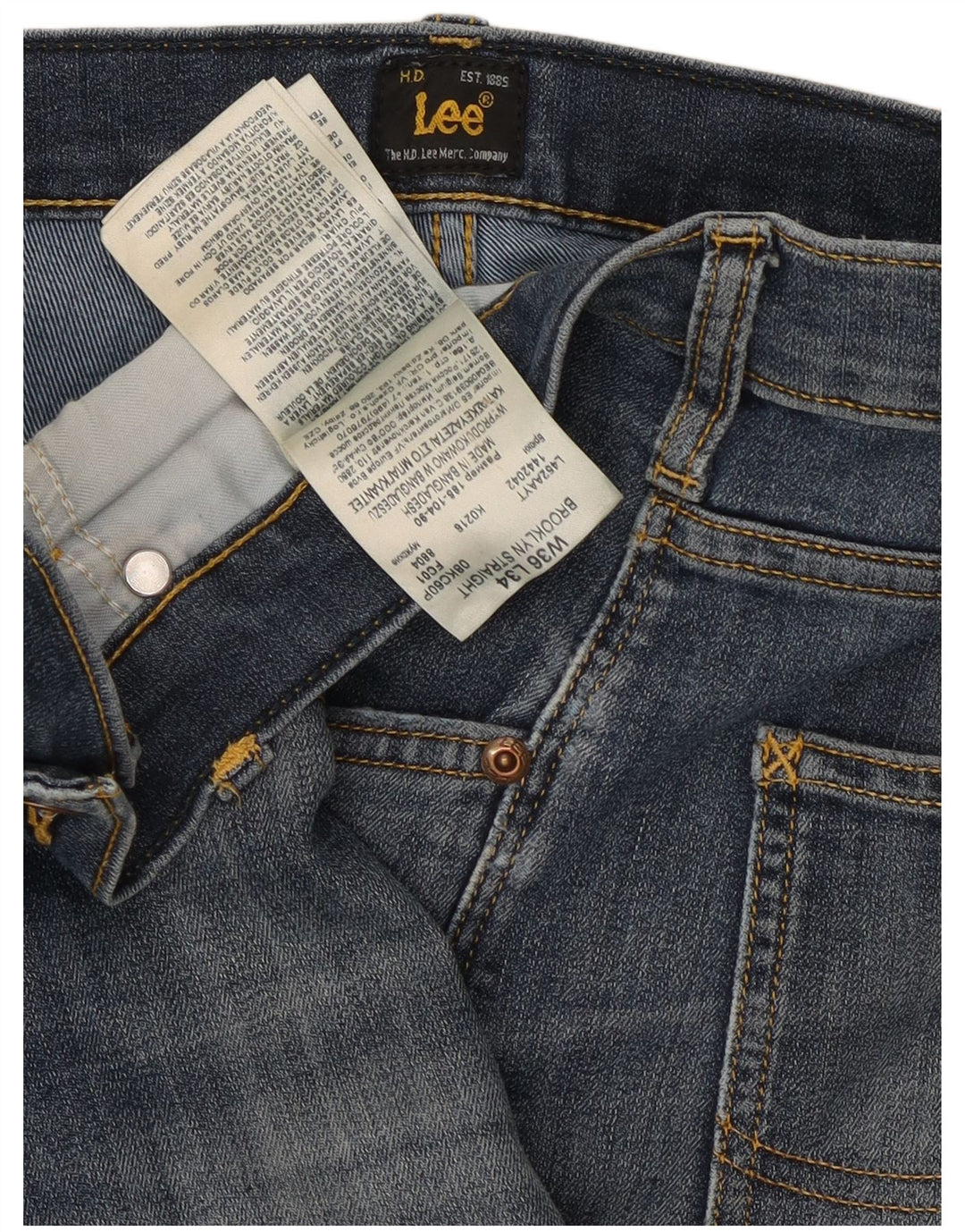 Jeans dritti da uomo Lee Brooklyn W36 L34 cotone blu