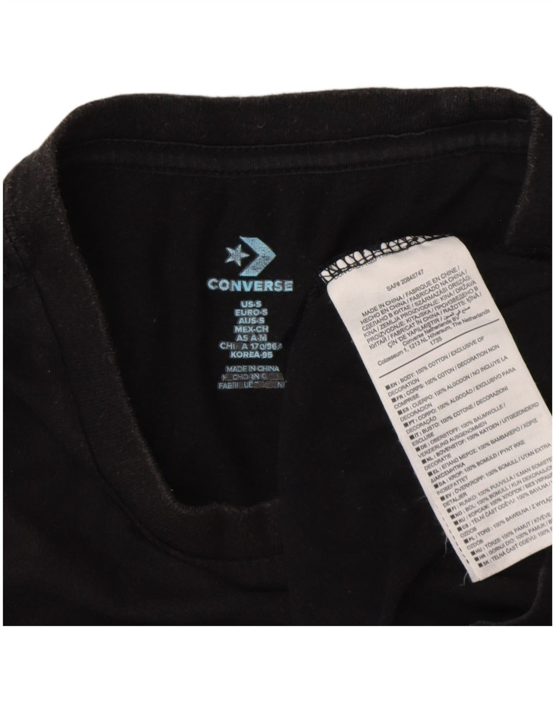 T-shirt grafica da uomo Converse Top piccola in cotone nero