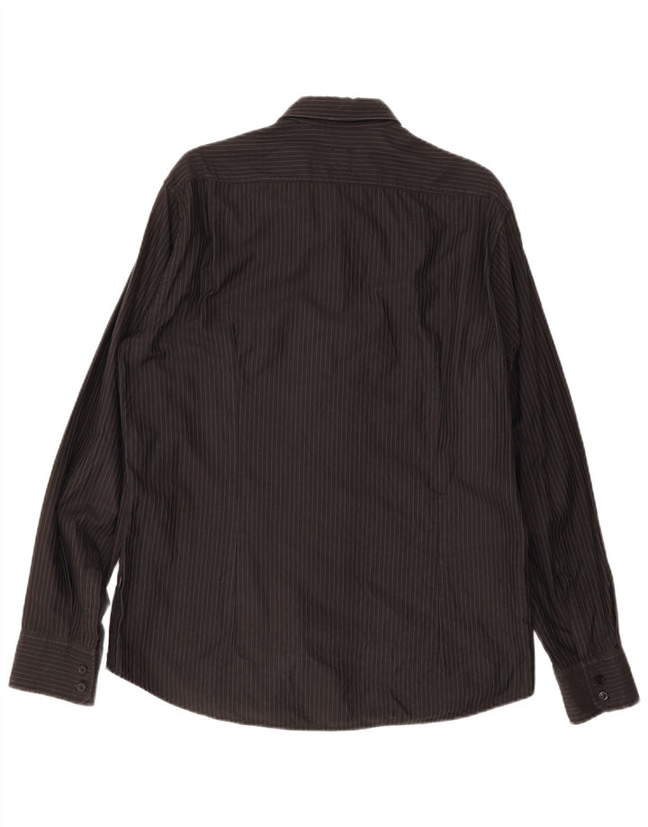Camicia aderente da uomo Hugo Boss grande cotone a righe nere