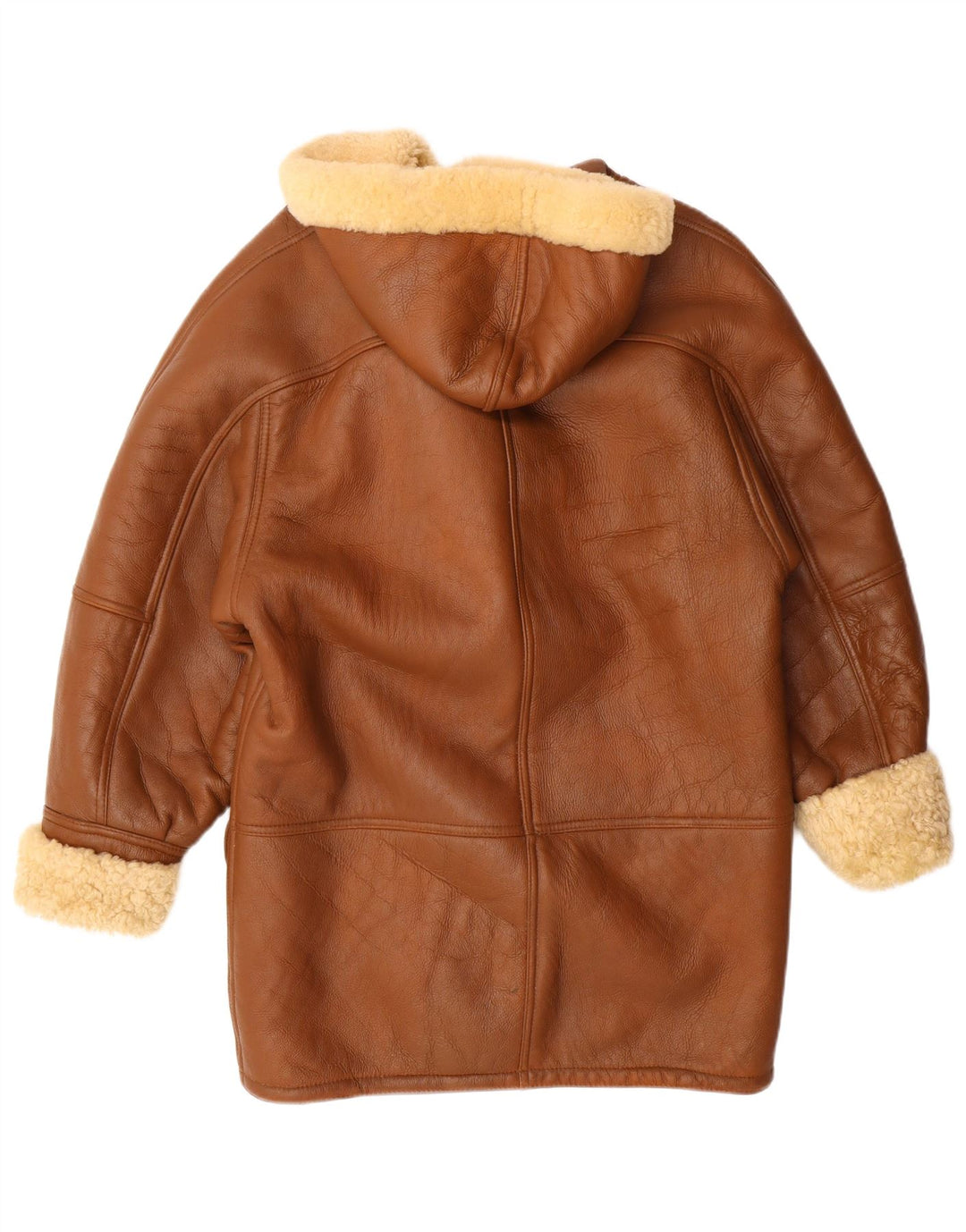 Cappotto in shearling con cappuccio da donna VINTAGE UK 16 Grande shearling beige classico
