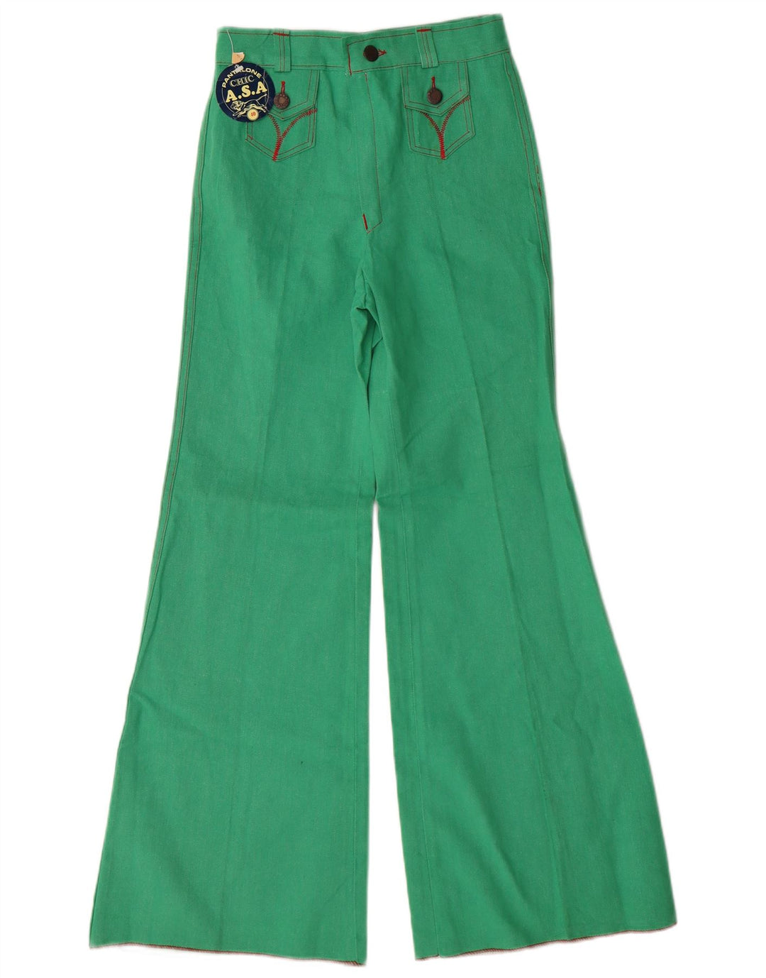 Pantaloni casual svasati da donna chic IT 40 piccoli W24 L28 verde