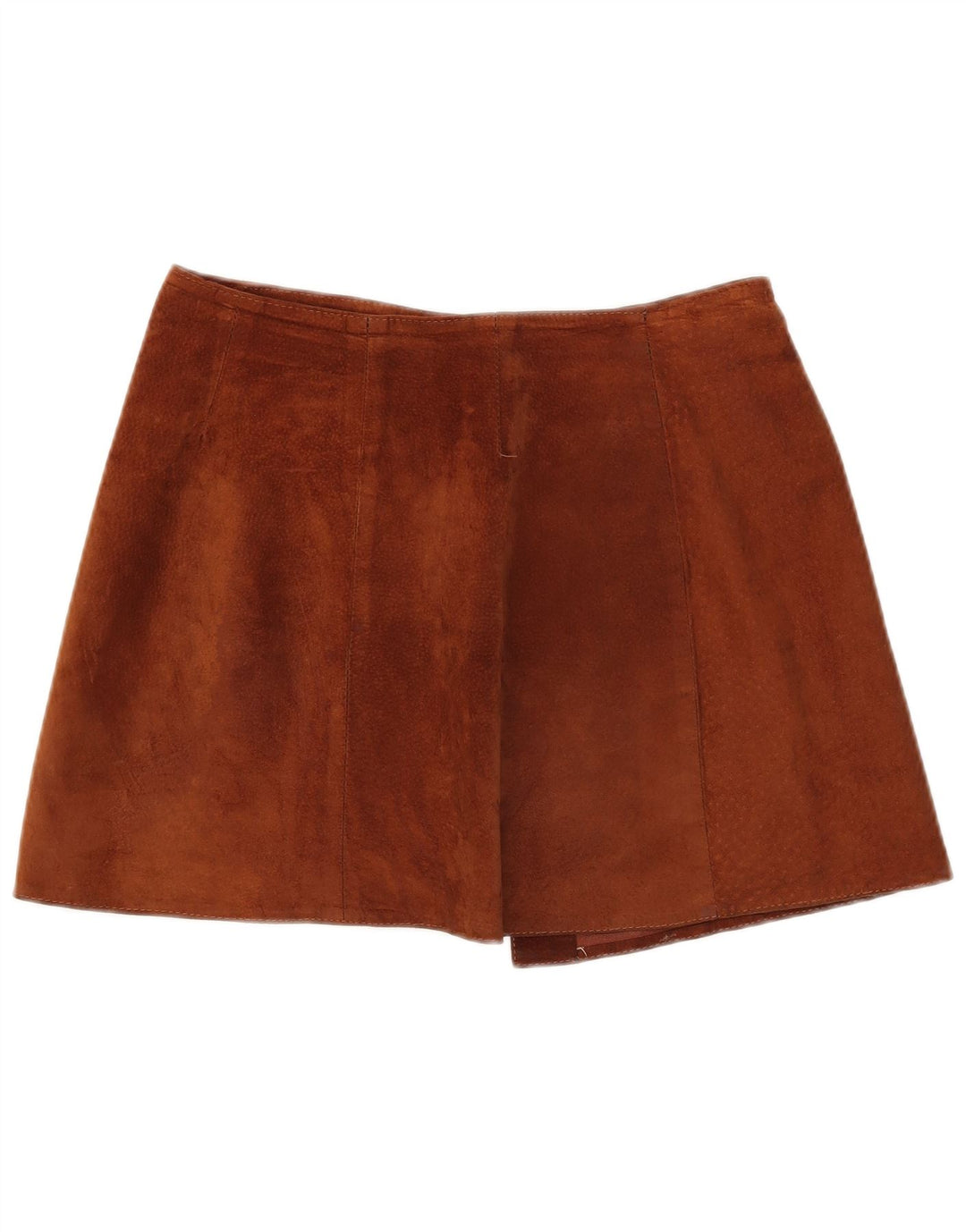 Gonna vintage in pelle scamosciata da donna grande W32 in pelle marrone
