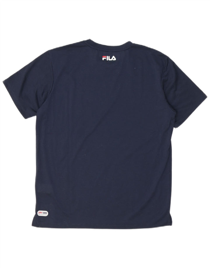 T-shirt grafica da uomo Fila Top in poliestere medio blu navy