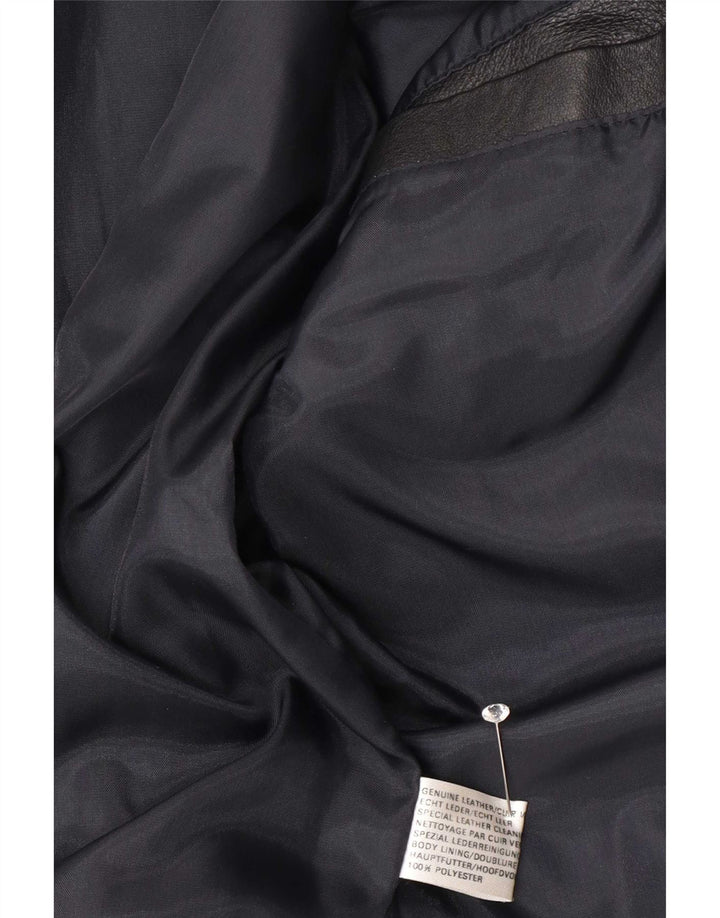 Giacca da motociclista in pelle da uomo vintage UK 38 Pelle nera media