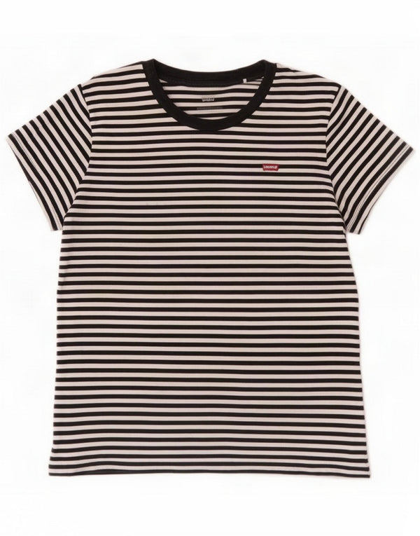 Levi's T-shirt da donna Top UK 14 Medium Black Striped Cotton