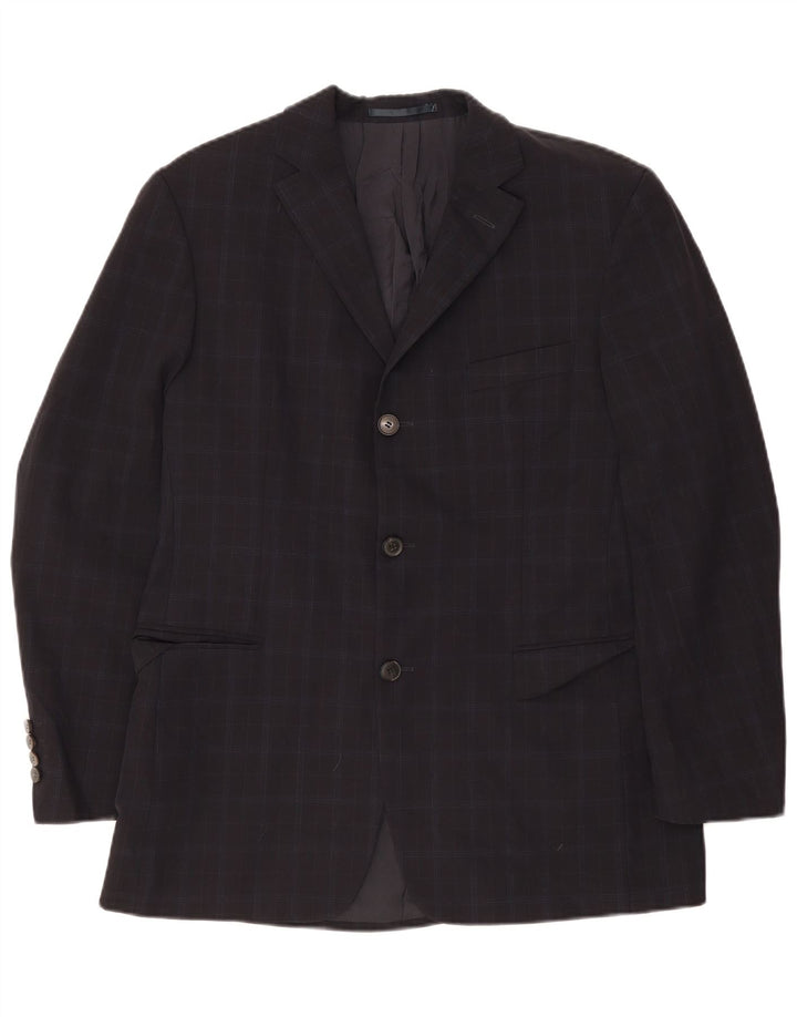 Giacca blazer da uomo a 3 bottoni Hugo Boss UK 38 medio blu navy a quadri