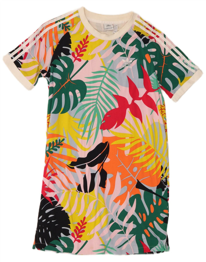 Abito T-shirt da donna ADIDAS UK 12 Cotone floreale multicolore medio