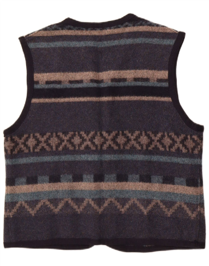 Gilet vintage da uomo in lana Fair Isle blu medio