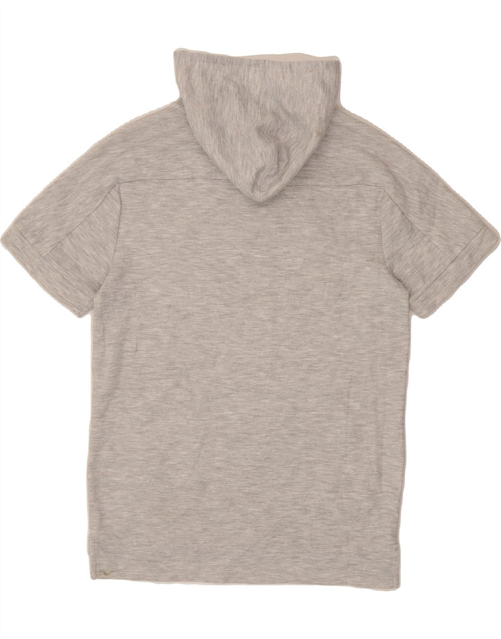 REEBOK Womens Short Sleeve Hoodie Jumper UK 10 Small Grey Polyester Vintage Reebok and Second-Hand Reebok from Messina Hembry 