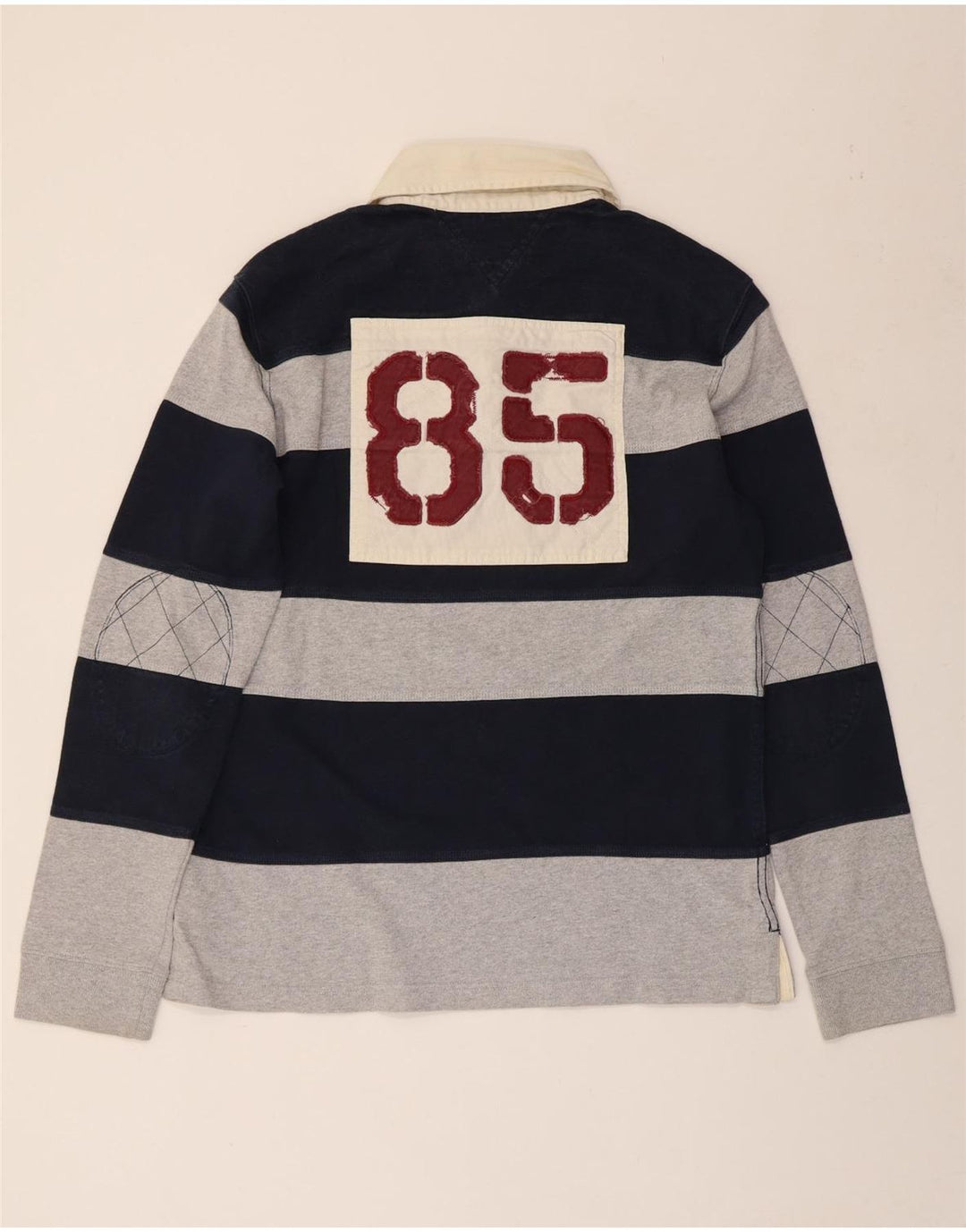 TOMMY HILFIGER Polo da rugby grafica da uomo, grande, a righe blu navy