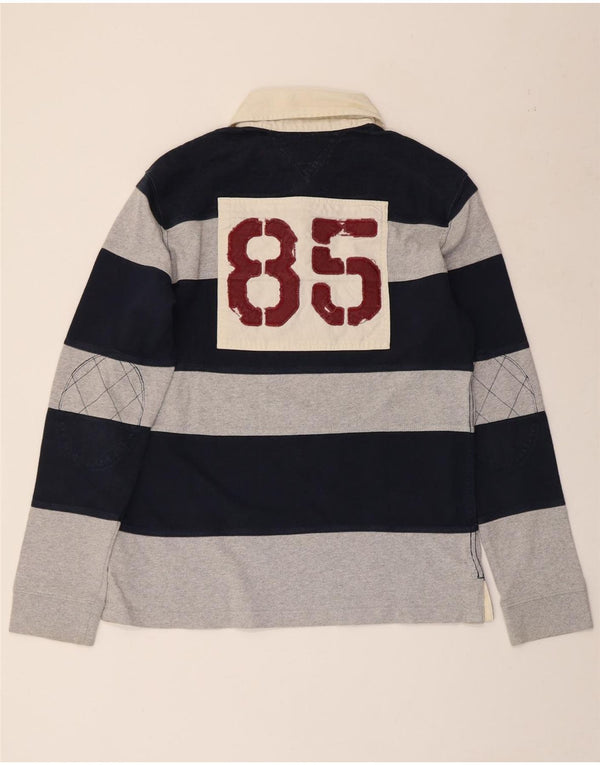 TOMMY HILFIGER Polo da rugby grafica da uomo, grande, a righe blu navy