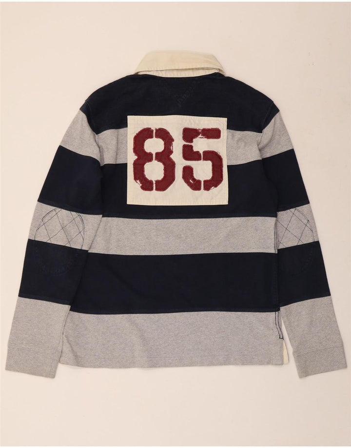 TOMMY HILFIGER Polo da rugby grafica da uomo, grande, a righe blu navy