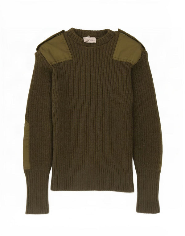 Maglione maglione girocollo militare vintage da uomo XS color kaki