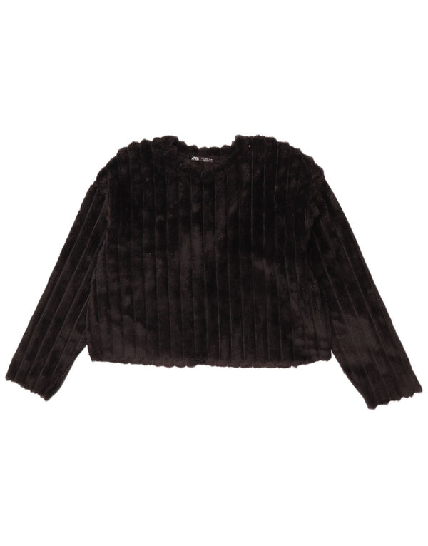 Maglione corto in pile oversize da donna Zara UK 8 piccolo poliestere nero