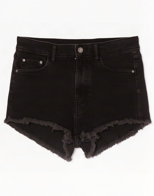 Pantaloncini di jeans a vita alta da donna Zara EU 36 XS W26 cotone nero