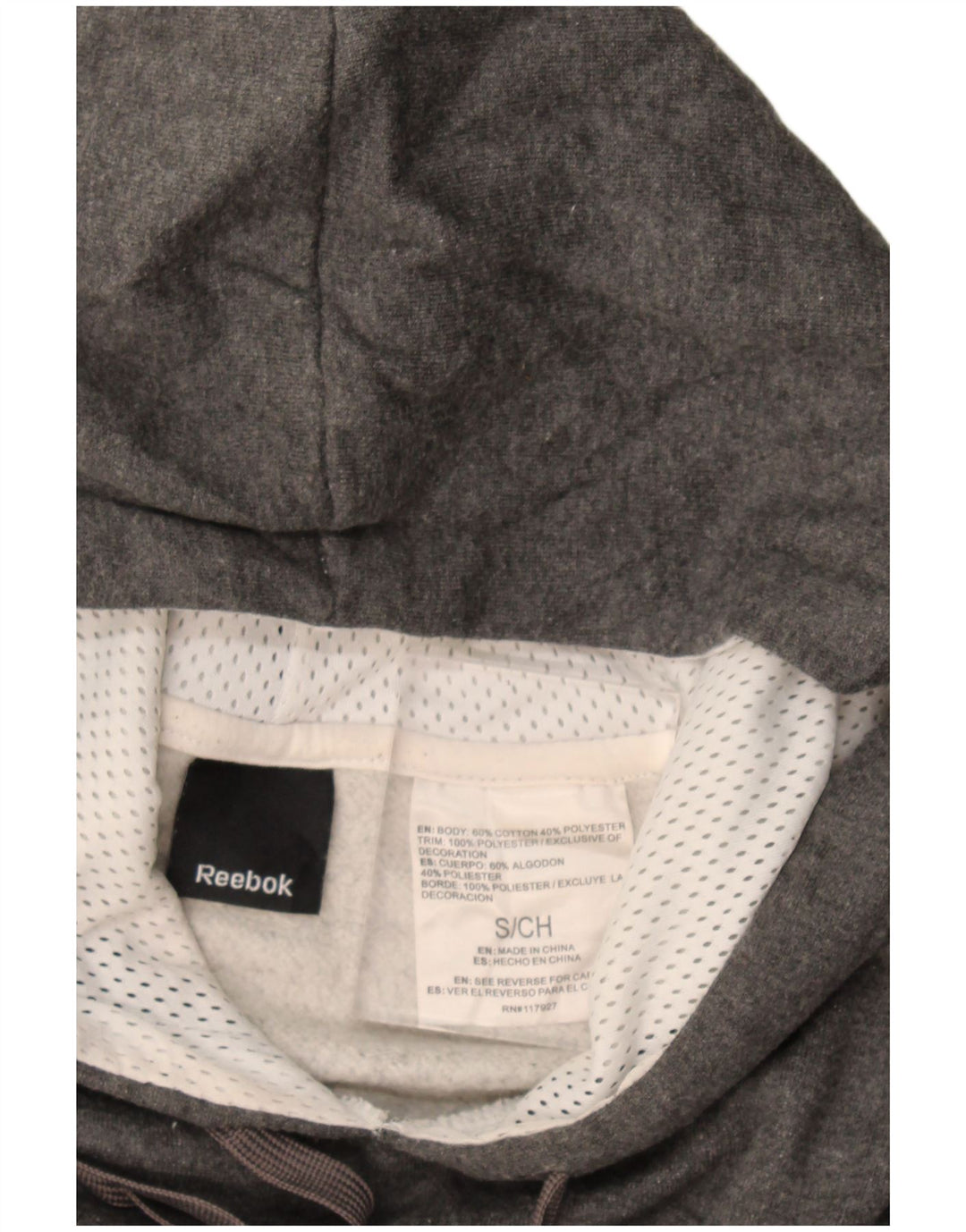 Maglione con cappuccio grafico da uomo Reebok piccolo in cotone grigio