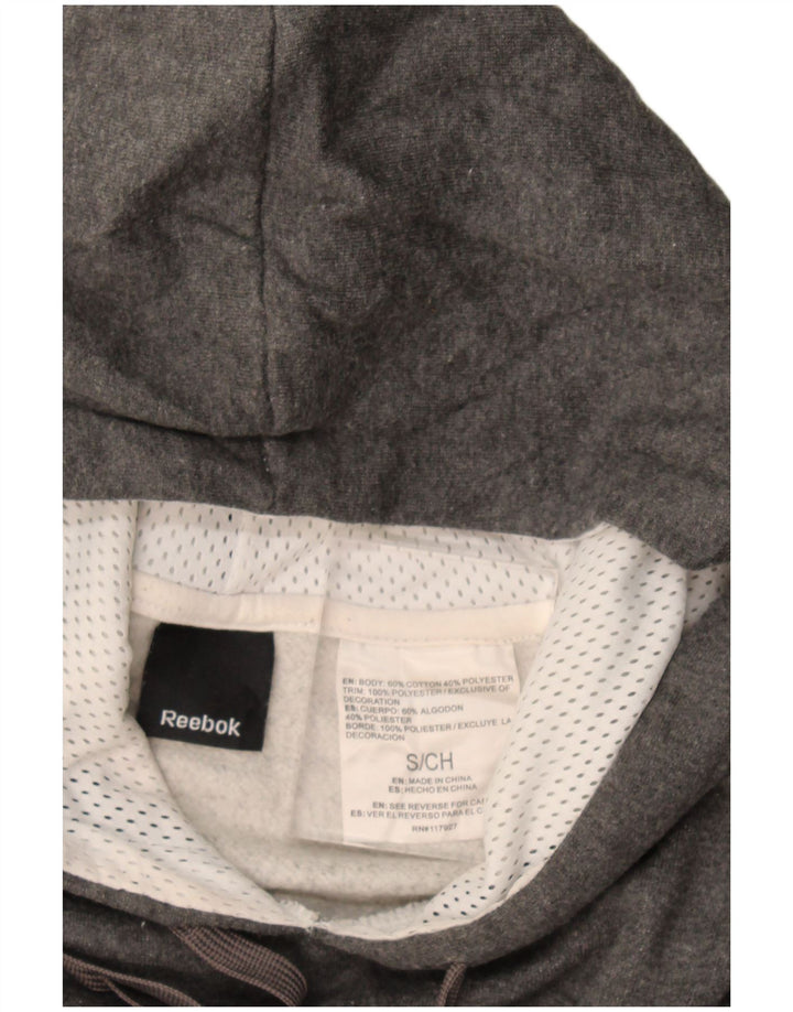 Maglione con cappuccio grafico da uomo Reebok piccolo in cotone grigio