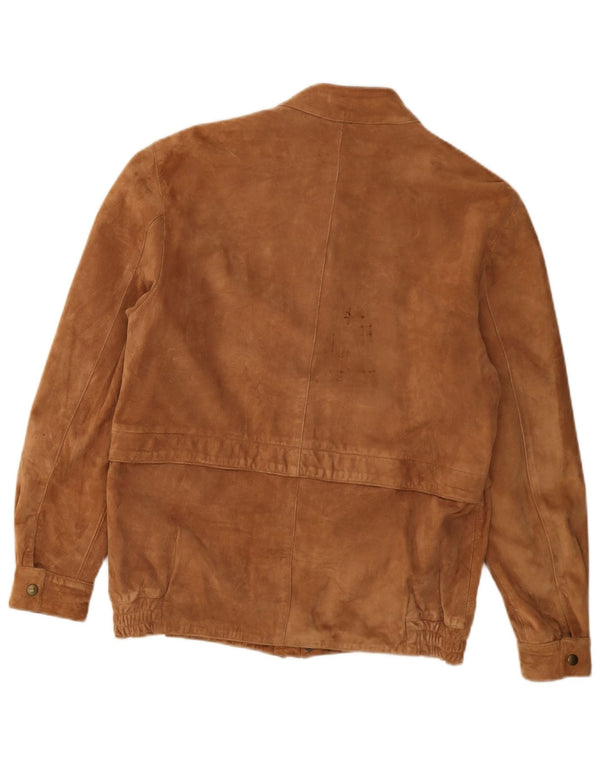 Vintage Womens Suede Jacket IT 48 XL Beige Leather