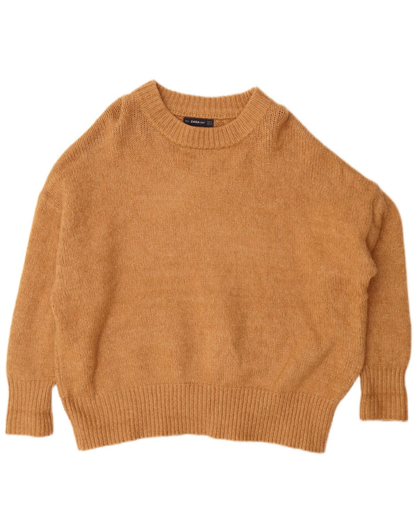 Maglione maglione oversize con scollo a barca da donna Zara UK 14 Marrone medio