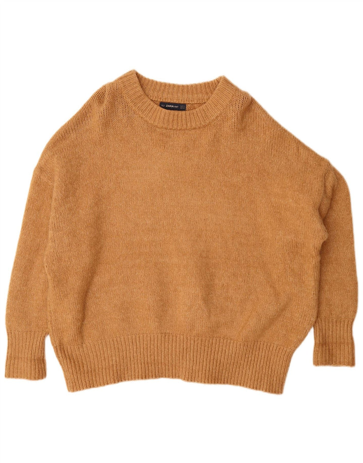Maglione maglione oversize con scollo a barca da donna Zara UK 14 Marrone medio