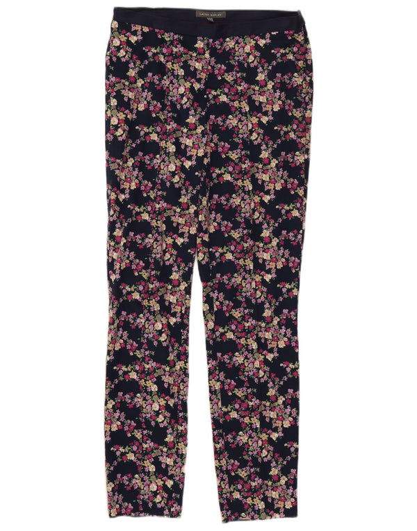 Pantaloni casual da donna Laura Ashley UK 10 Small W30 L28 Blu navy floreale