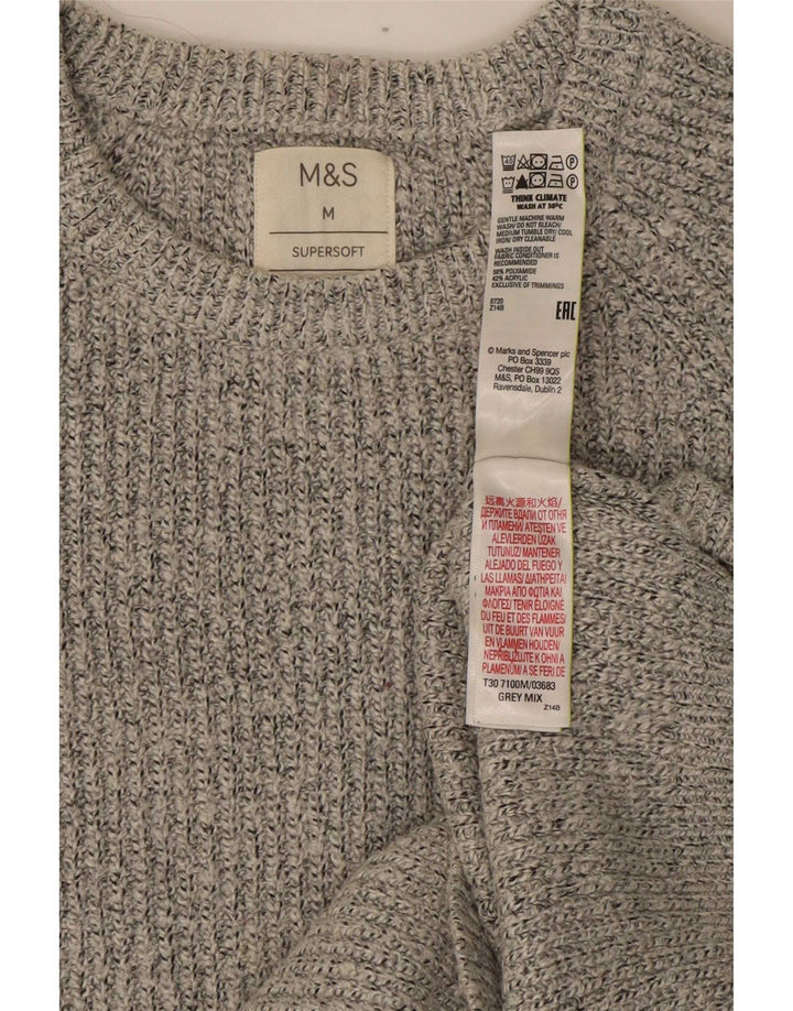 Maglione maglione girocollo da uomo Marks & Spencer grigio medio in poliammide