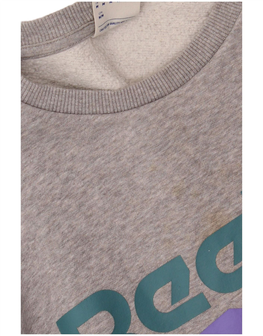 Felpa grafica da uomo Reebok in cotone grigio medio