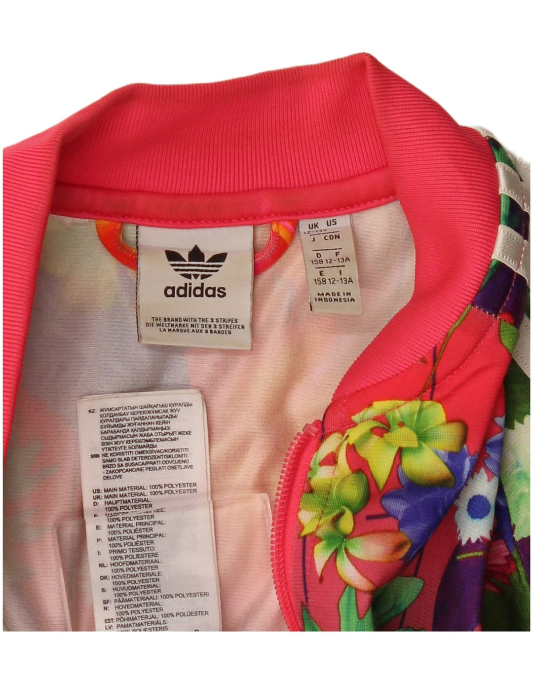 ADIDAS Giacca Top della Tuta da Ragazza 12-13 Anni Multicolore Floreale