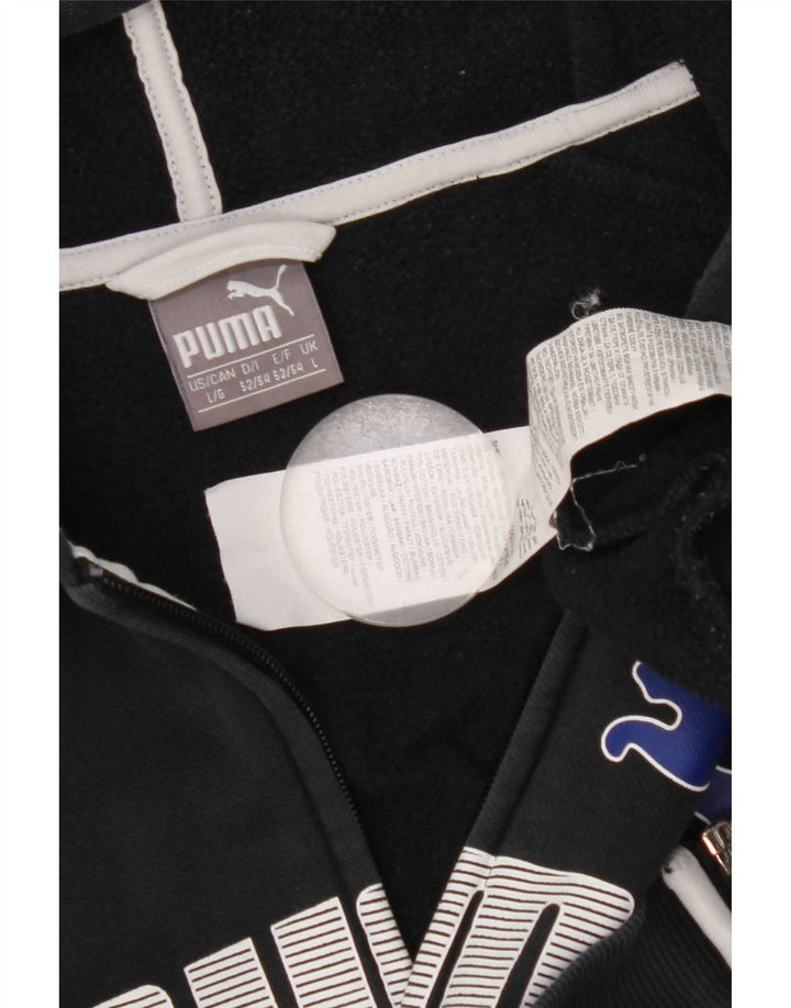 Felpa con cappuccio e zip grafica da uomo Puma grande in cotone nero