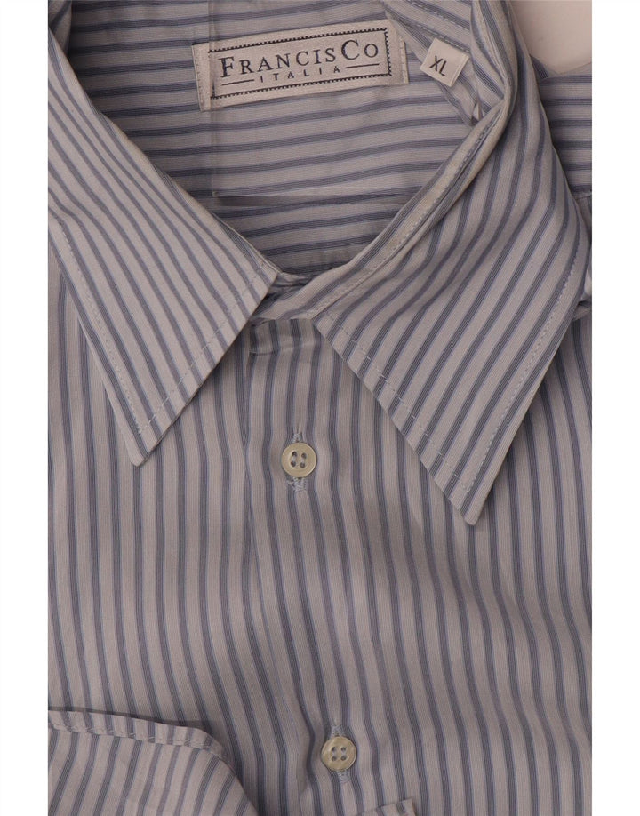 Camicia vintage da uomo a maniche corte XL blu gessato