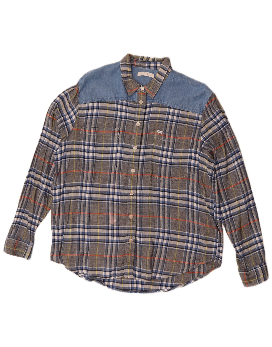 Camicia in flanella da donna Lee UK 16 Viscosa scozzese grande grigia