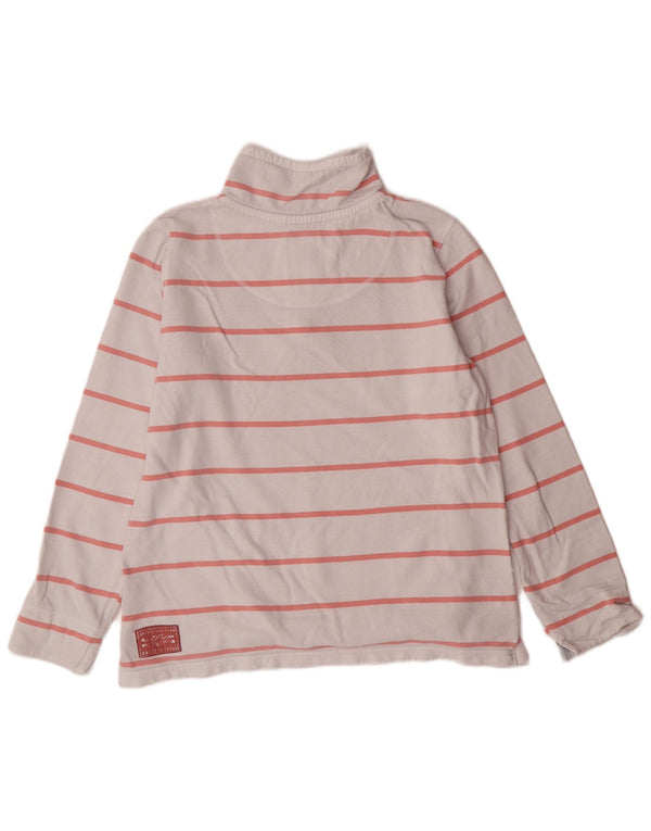 CREW CLOTHING Felpa da donna con collo con zip, maglione UK 12 a righe bianche medie