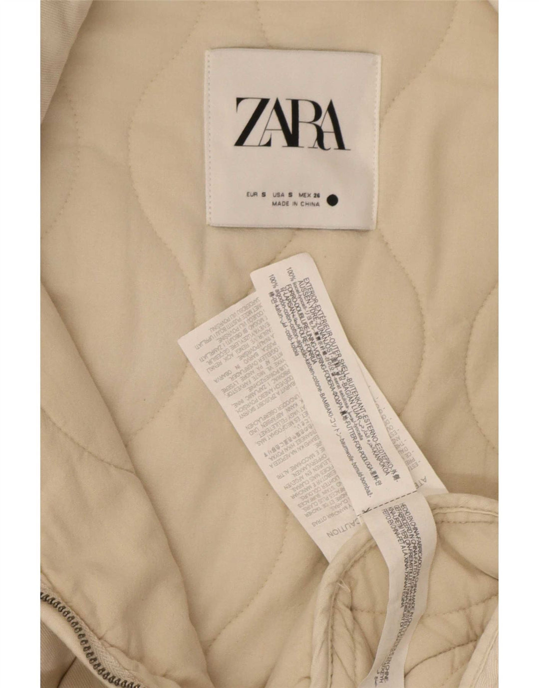 Giacca trapuntata oversize da donna Zara UK 10 piccola in cotone beige