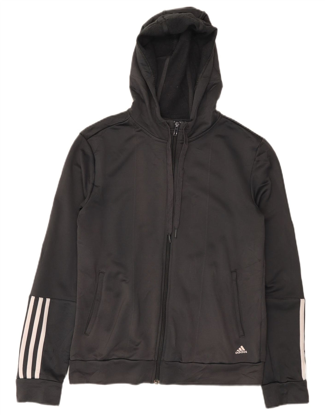 Maglione con cappuccio e zip Adidas Climalite da donna UK 12/14 Poliestere grigio medio