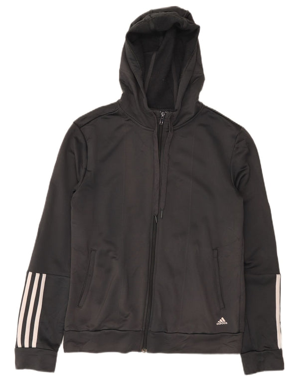Maglione con cappuccio e zip Adidas Climalite da donna UK 12/14 Poliestere grigio medio
