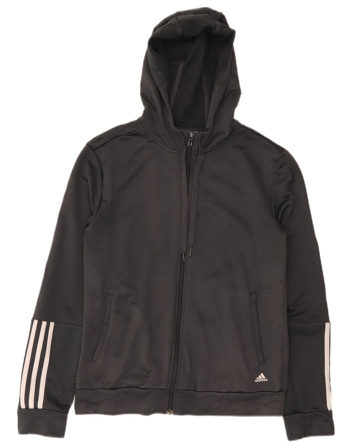 Maglione con cappuccio e zip Adidas Climalite da donna UK 12/14 Poliestere grigio medio