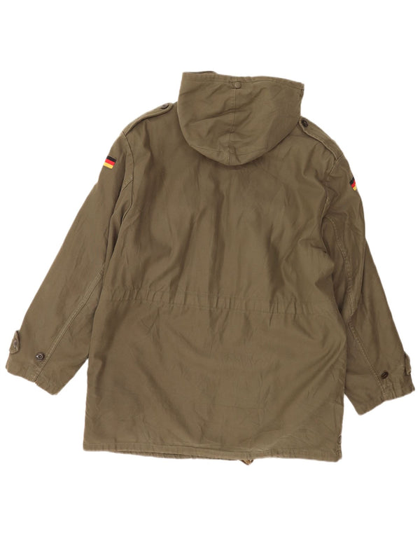 Giacca parka con cappuccio vintage da uomo UK 42 XL Cachi