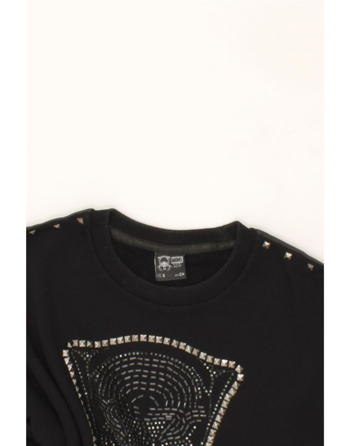 VINTAGE Womens Graphic Sweatshirt Jumper UK 10 Small Black Cotton Vintage Vintage and Second-Hand Vintage from Messina Hembry 