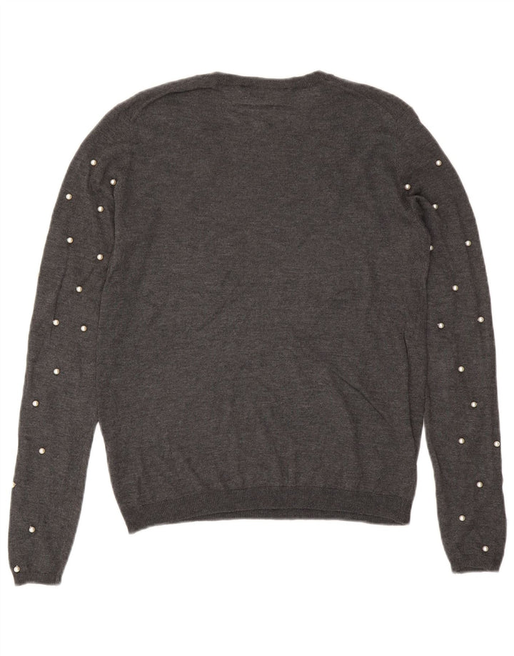 Maglione maglione girocollo da donna Zara UK 10 piccolo grigio modal
