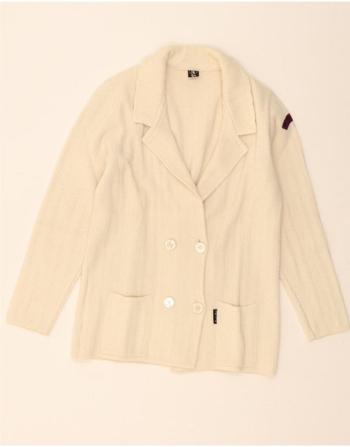 VINTAGE Womens Double Breasted Cardigan Sweater UK 10 Small Off White Vintage Vintage and Second-Hand Vintage from Messina Hembry 