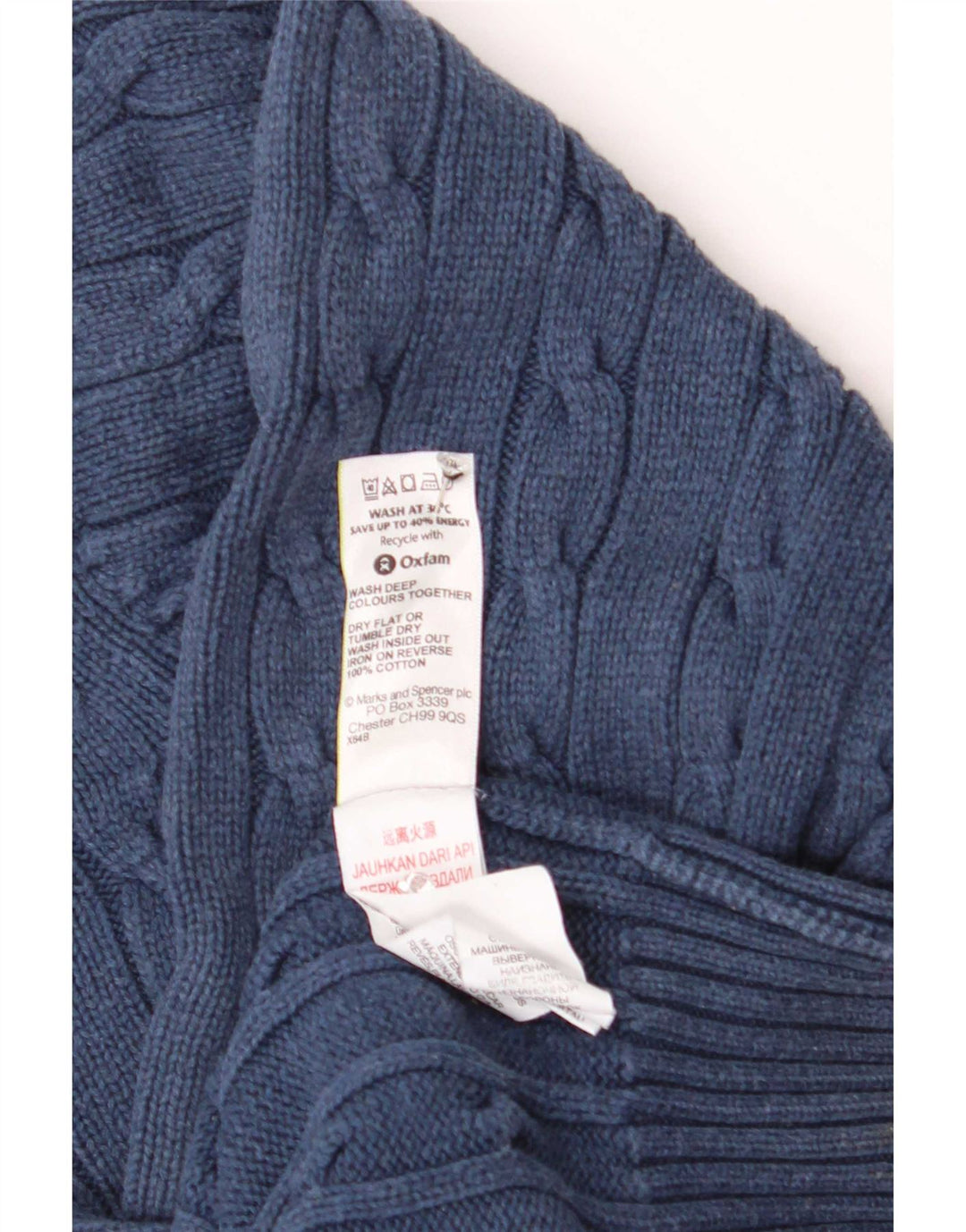 Maglione maglione girocollo da uomo Marks & Spencer blu navy medio