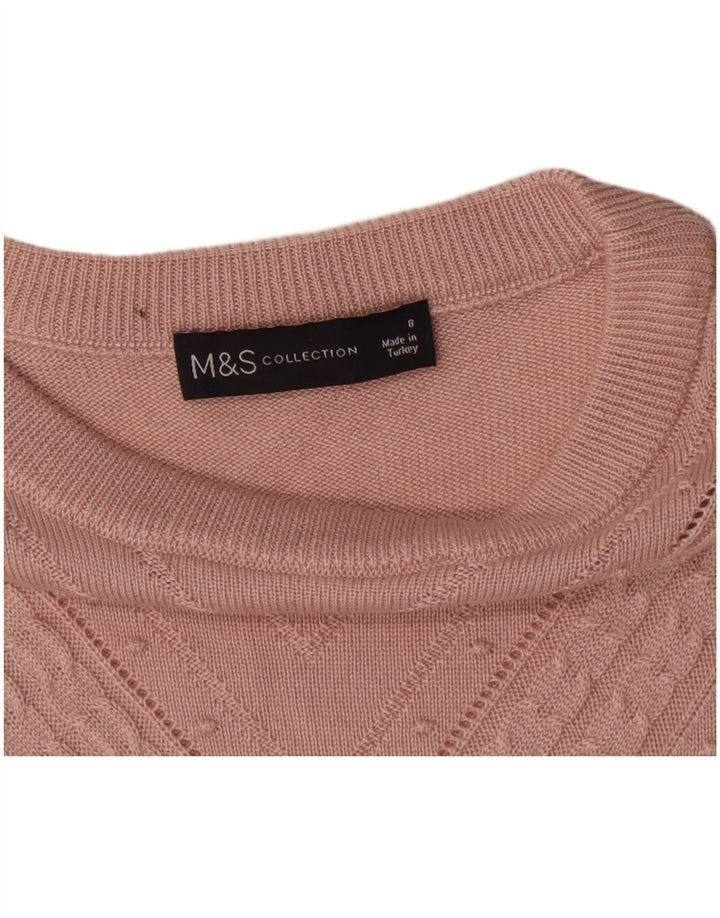 Maglione maglione girocollo da donna Marks & Spencer UK 8 piccolo rosa