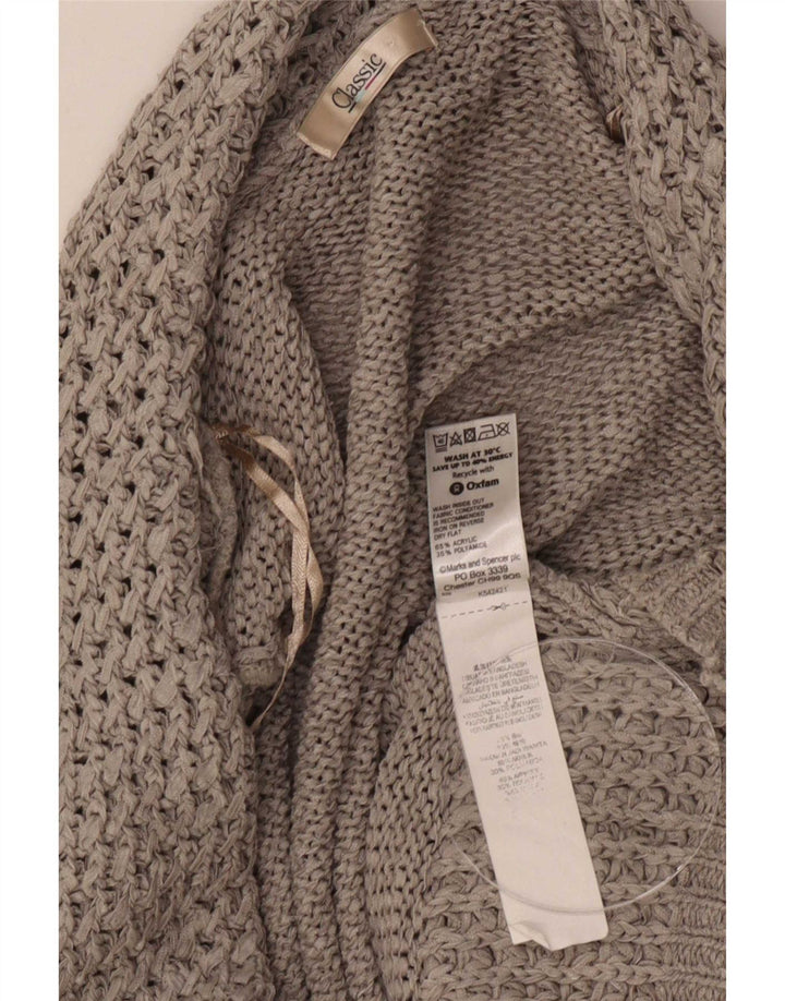 Maglione cardigan aperto classico da donna Marks & Spencer UK 16 grande grigio