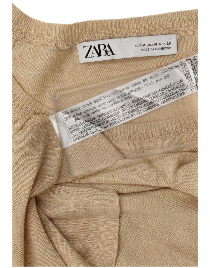 Maglione Zara da donna con scollo a barca UK 14 Viscosa beige medio