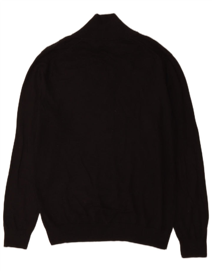 Maglione da uomo Reiss con collo a bottoni, grande cotone nero