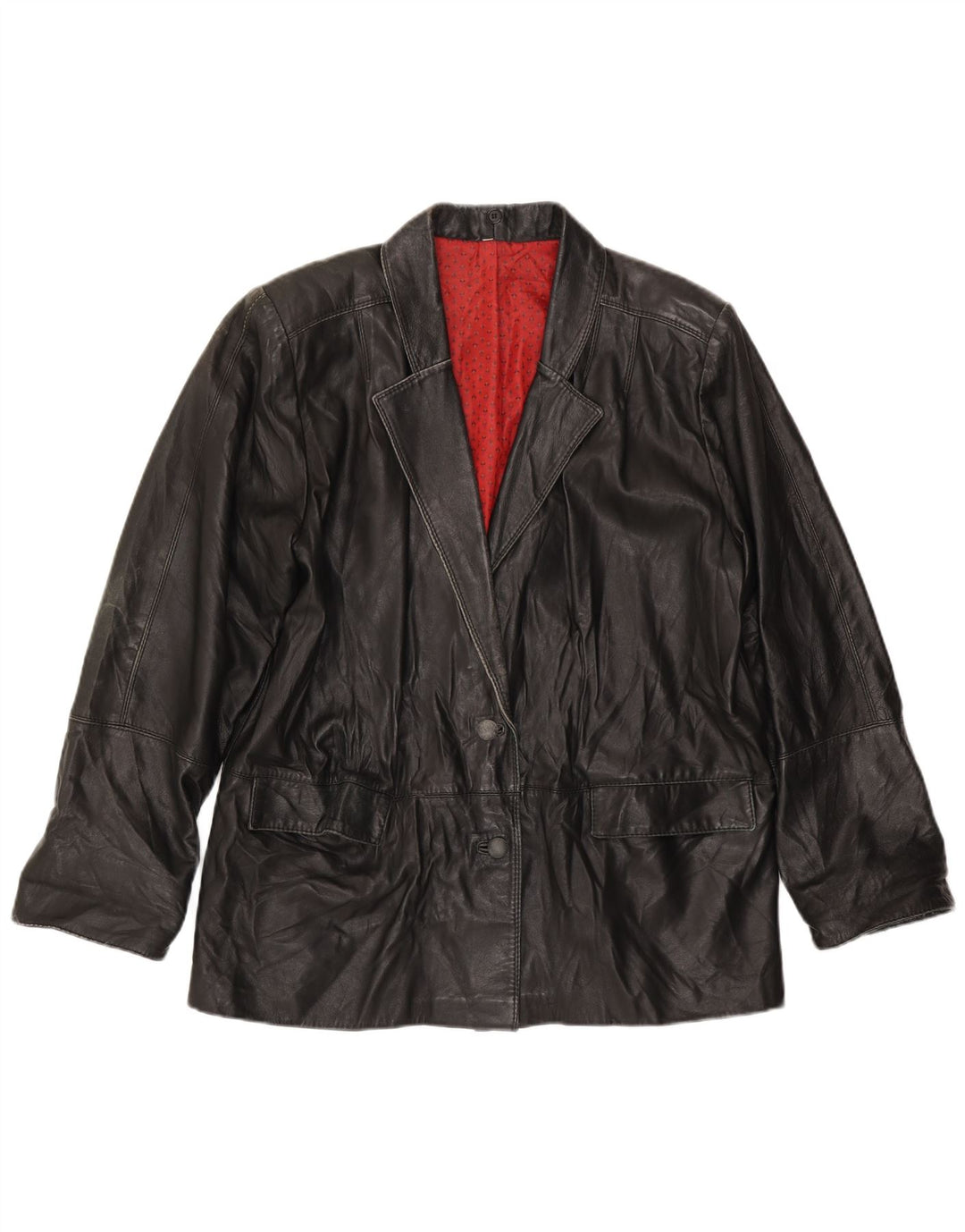 Giacca in pelle vintage da donna IT 50 XL in pelle nera