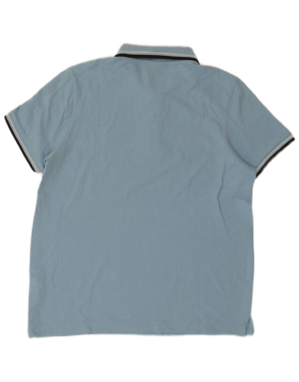 Polo da uomo Lotto Large in cotone a righe blu