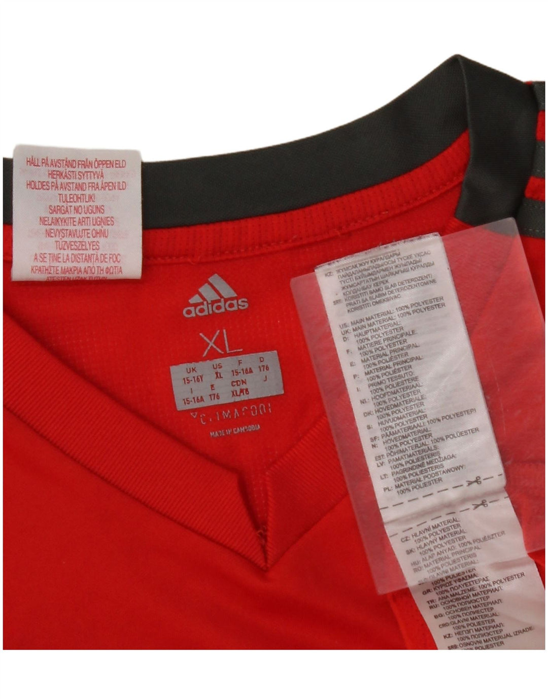 T-shirt ADIDAS da bambino Climacool 15-16 anni XL rossa in poliestere